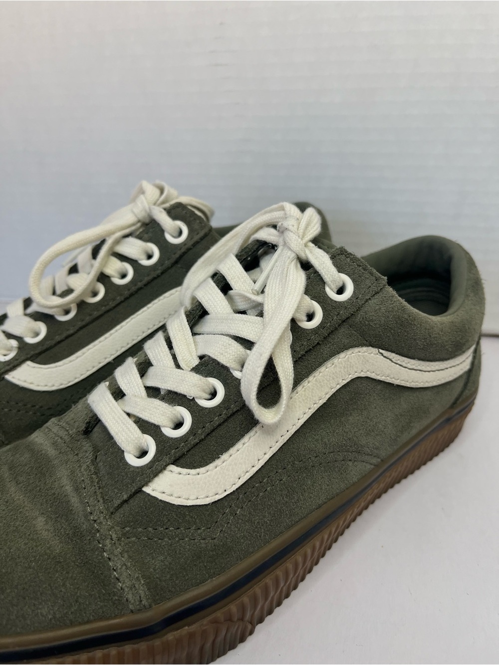 Vans Old Skool Dusty Olive Green Suede Gum Sole Skate Shoes Men 6.5 Women 8 - Picture 6 of 16